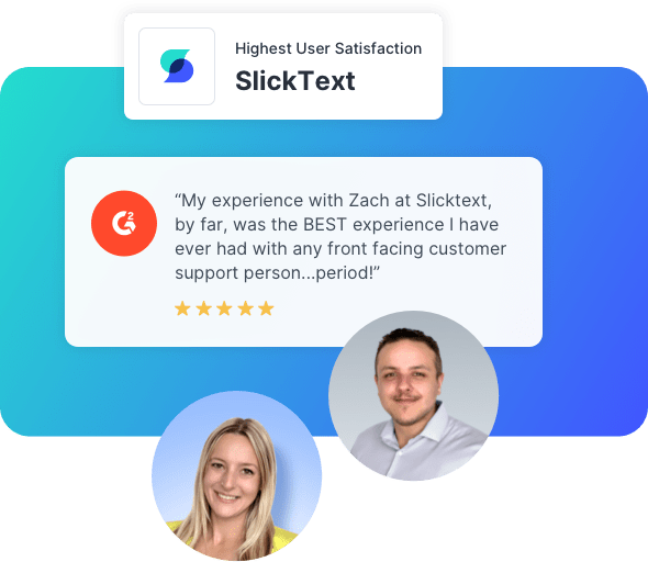 5-star reviews praising the SlickText customer support team