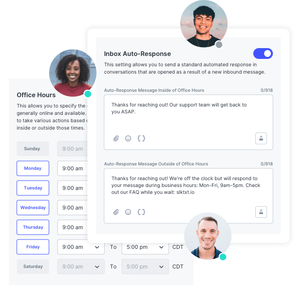 Office Hour Feature with Inbox Auto-Responses for In-Office and Out of Office Hours